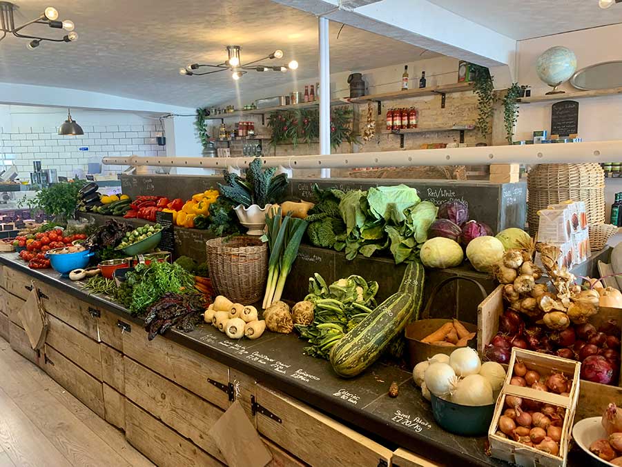 The impressive veg display at the Artful Grocer