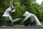 Two Piece Reclining Figure, No. 5, 1963–1964 by Henry Moore in the garden at Kenwood House, Hampstead