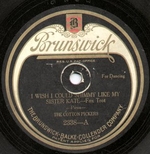 Label from Brunswick Record # 2338, side A "I Wish I Could Shimmy Like My Sister Kate" by Armand J. Piron, as played by The Cotton Pickers