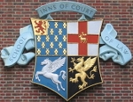 Combined arms of the four Inns of Court. Clockwise from top left: Lincoln's Inn, Middle Temple, Gray's Inn, Inner Temple. (© Marc Baronnet, CC BY-SA 2.5)