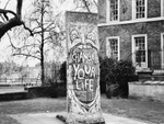A piece of the Berlin Wall, on display outside the Imperial War Museum's front entrance.