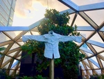 A funky scarecrow in the Crossrail Place roofgarden