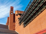 The striking exterior of the British Library