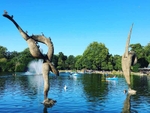 Sculptures at Victoria Park boating lake.