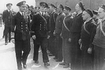 George VI inspecting the crew of the HNoMS Draug in Portsmouth during the Second World War