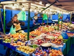 A fruit and veg stall on Portobello Market