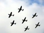 Hurricanes and Spitfires of the Battle of Britain Memorial Flight at the Duxford Air Show, May 2007