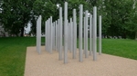 7 July Memorial, Hyde Park. Each of the 52 stainless steel columns represents a victim of the 7 July 2005 London bombings, and is inscribed with the date, time and location of the bomb which took their lives. (© hahnchen, CC BY-SA 3.0)