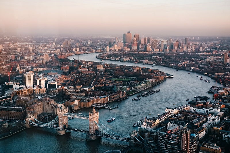 Aerial photography of the London skyline during daytime