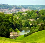 View from Prior Park over the Palladian bridge towards Bath